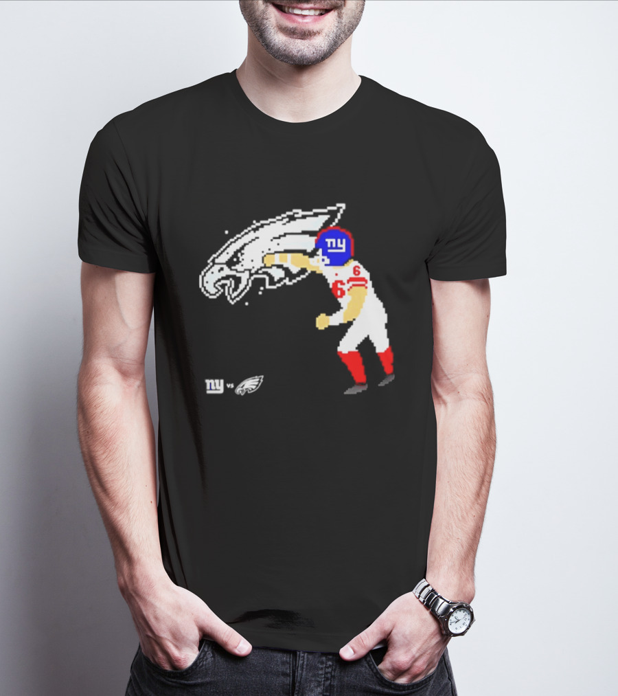 New York Giants Jaxson Dart Vs Philadelphia Eagles Retro Pixel T-Shirt