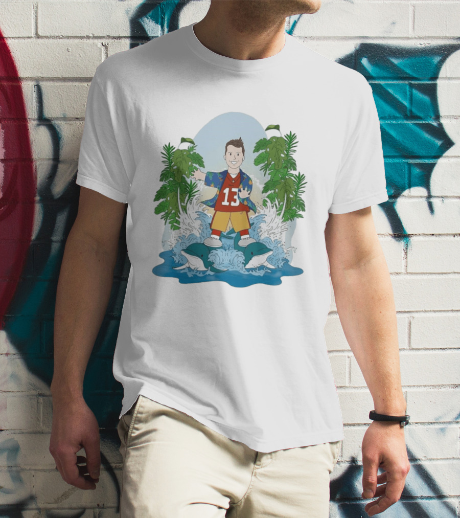 Brock Purdy 13 Surfing Dolphins Tropical Paradise Adventure T-Shirt