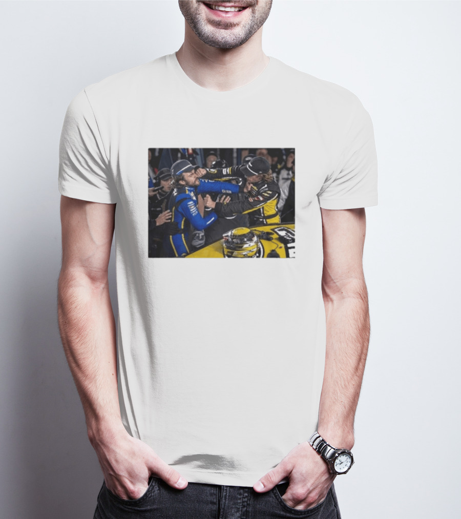 Carson Hocevar Vs Ryan Blaney NASCAR Fight Racing Rivalry Scene T-Shirt