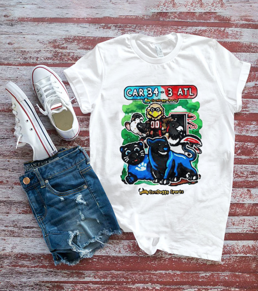 CAR 34 3 ATL CornDoggy Sports Panthers Falcons Cartoon Game Day T-Shirt