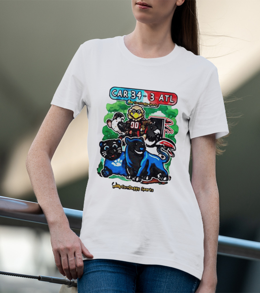 CAR 34 3 ATL CornDoggy Sports Panthers Falcons Cartoon Game Day T-Shirt