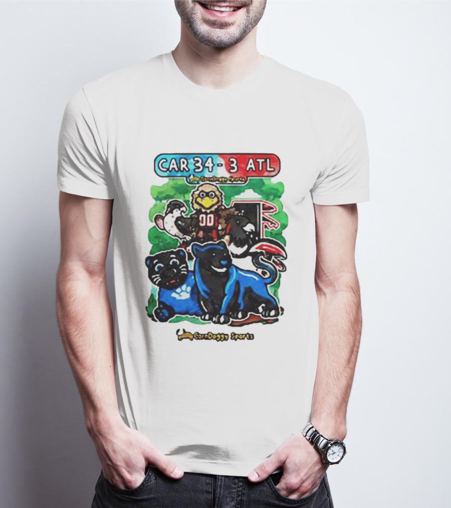 CAR 34 3 ATL CornDoggy Sports Panthers Falcons Cartoon Game Day T-Shirt