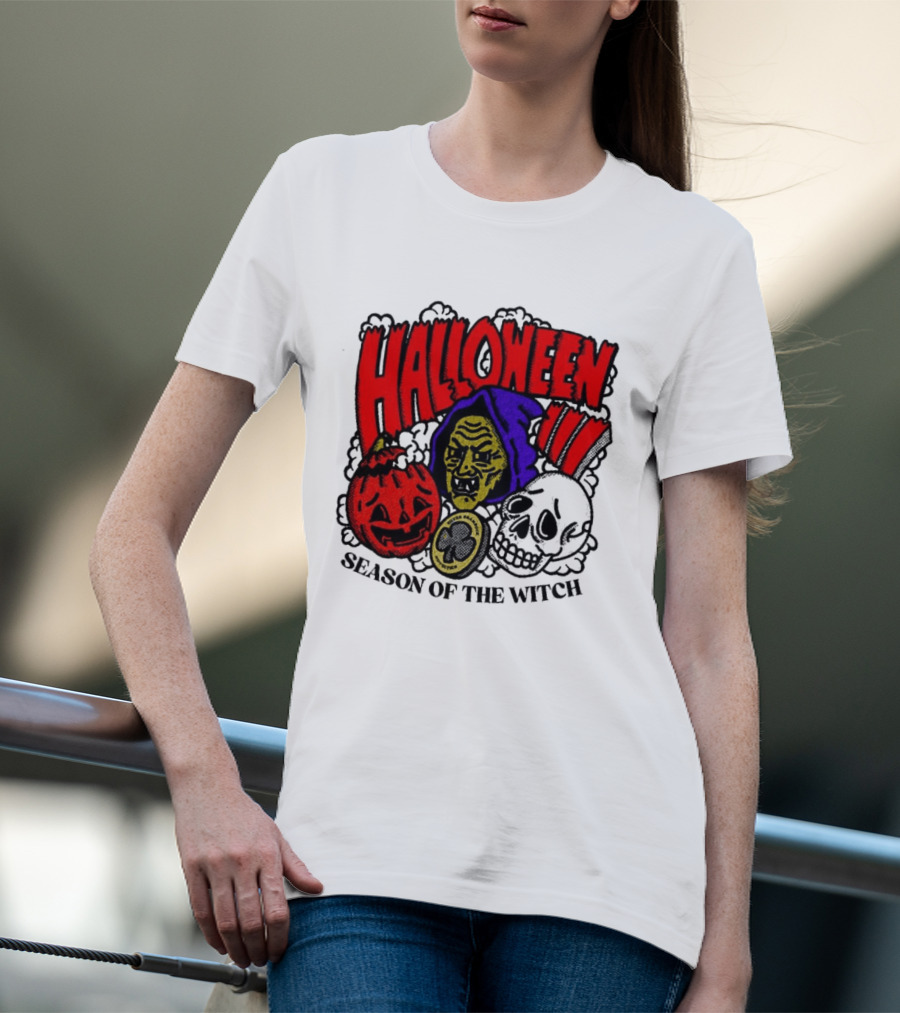Halloween Season Of The Witch Pumpkin Skull T-Shirt