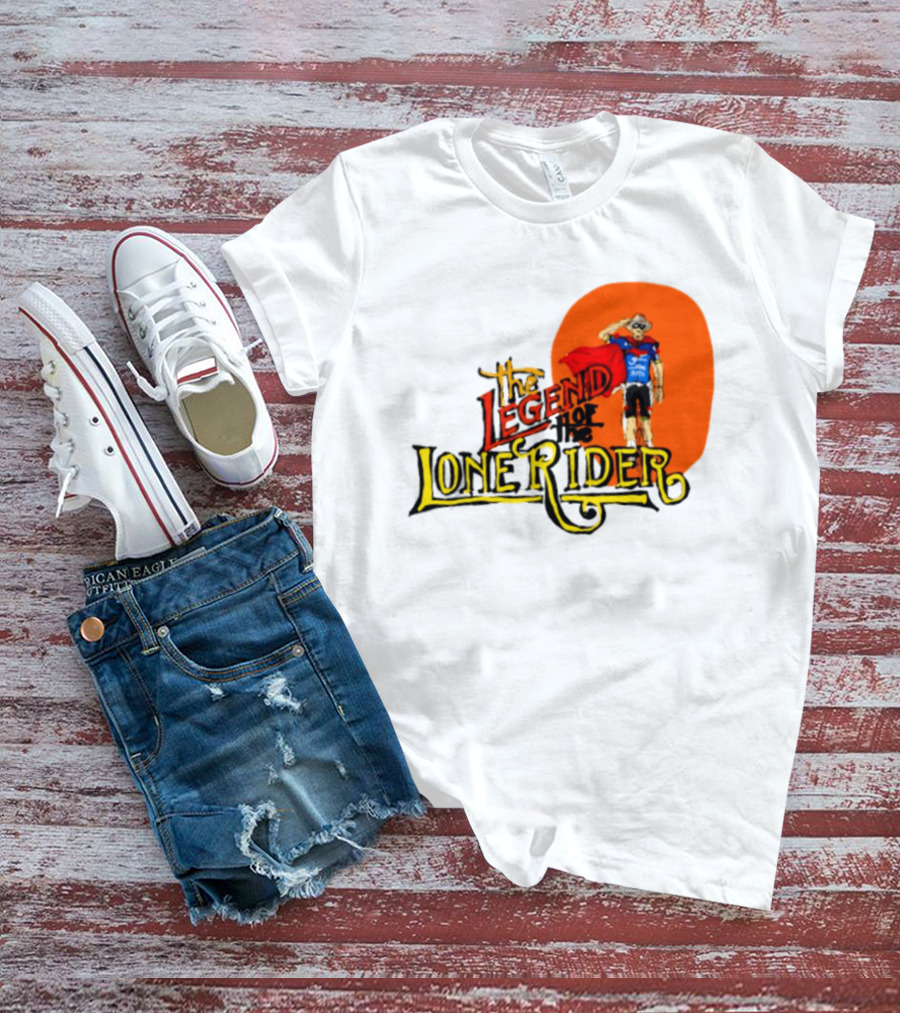 Legend Of The Lone Rider Cyclist Red Cape Blue Outfit T-Shirt