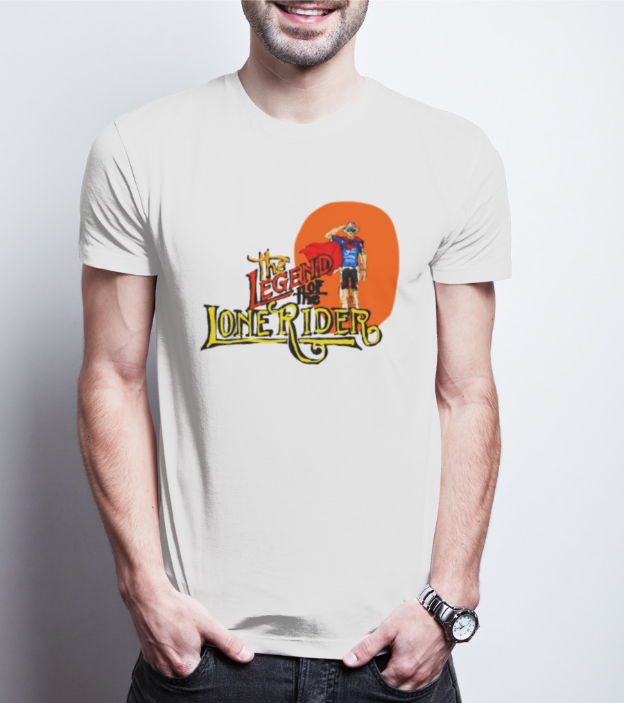 Legend Of The Lone Rider Cyclist Red Cape Blue Outfit T-Shirt