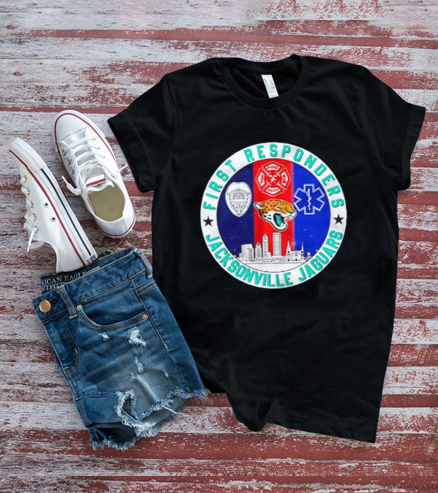 First Responders Jacksonville Jaguars Skyline Tribute 9.11 Memorial T-Shirt