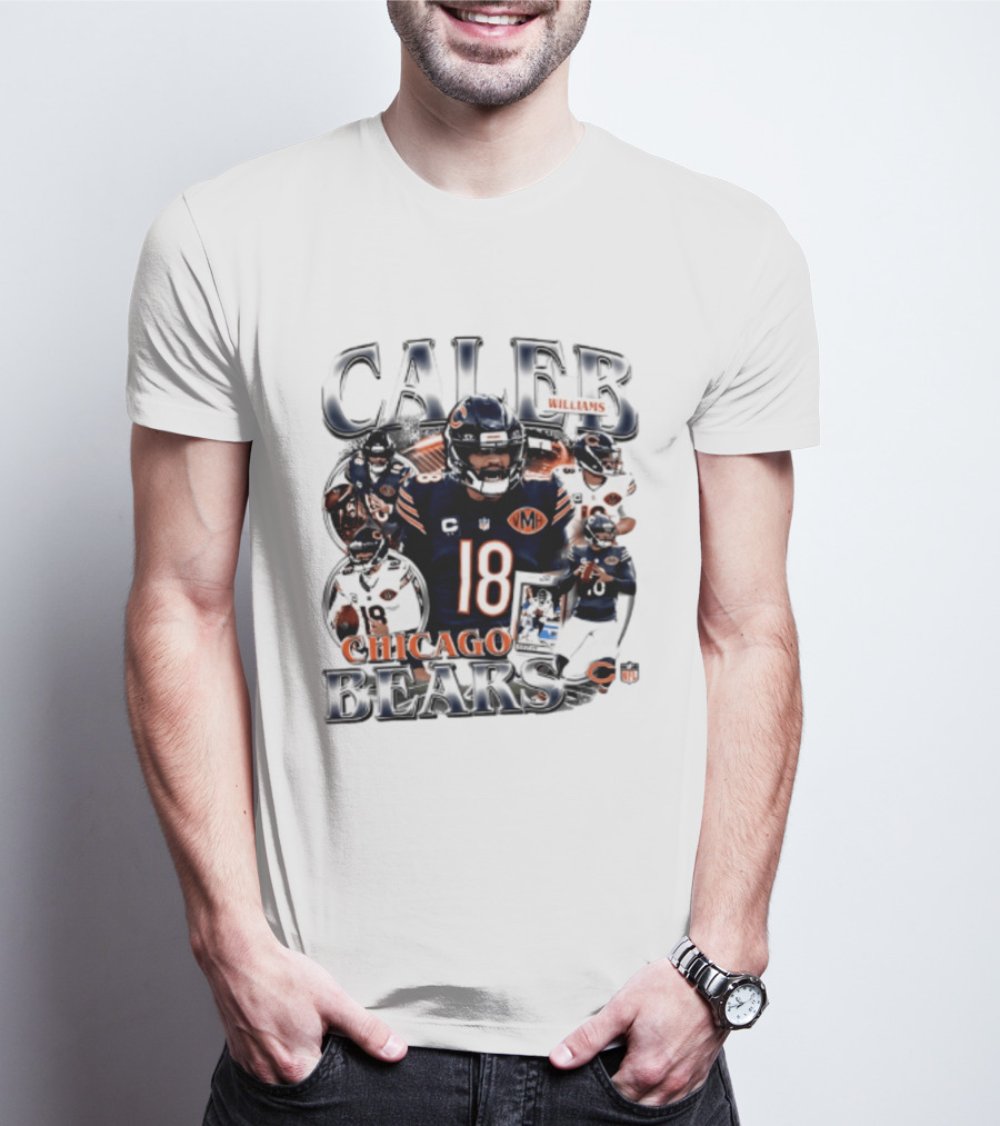 Caleb Williams Chicago Bears 18 Player Collage 2026 T-Shirt