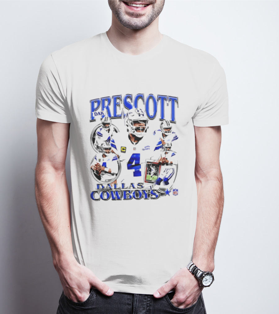 Prescott 4 Dallas Cowboys Player Collage 2026 T-Shirt