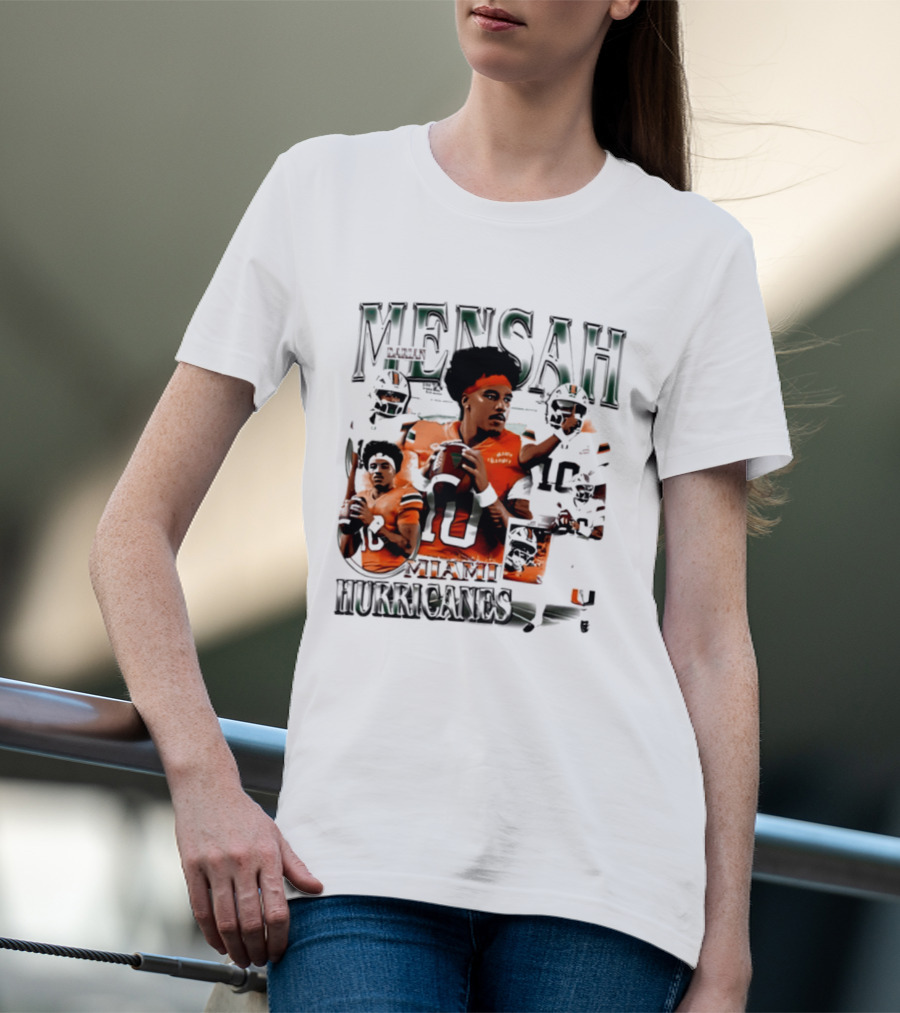 Darian Mensah Miami Hurricanes 10 Football Player Collage T-Shirt