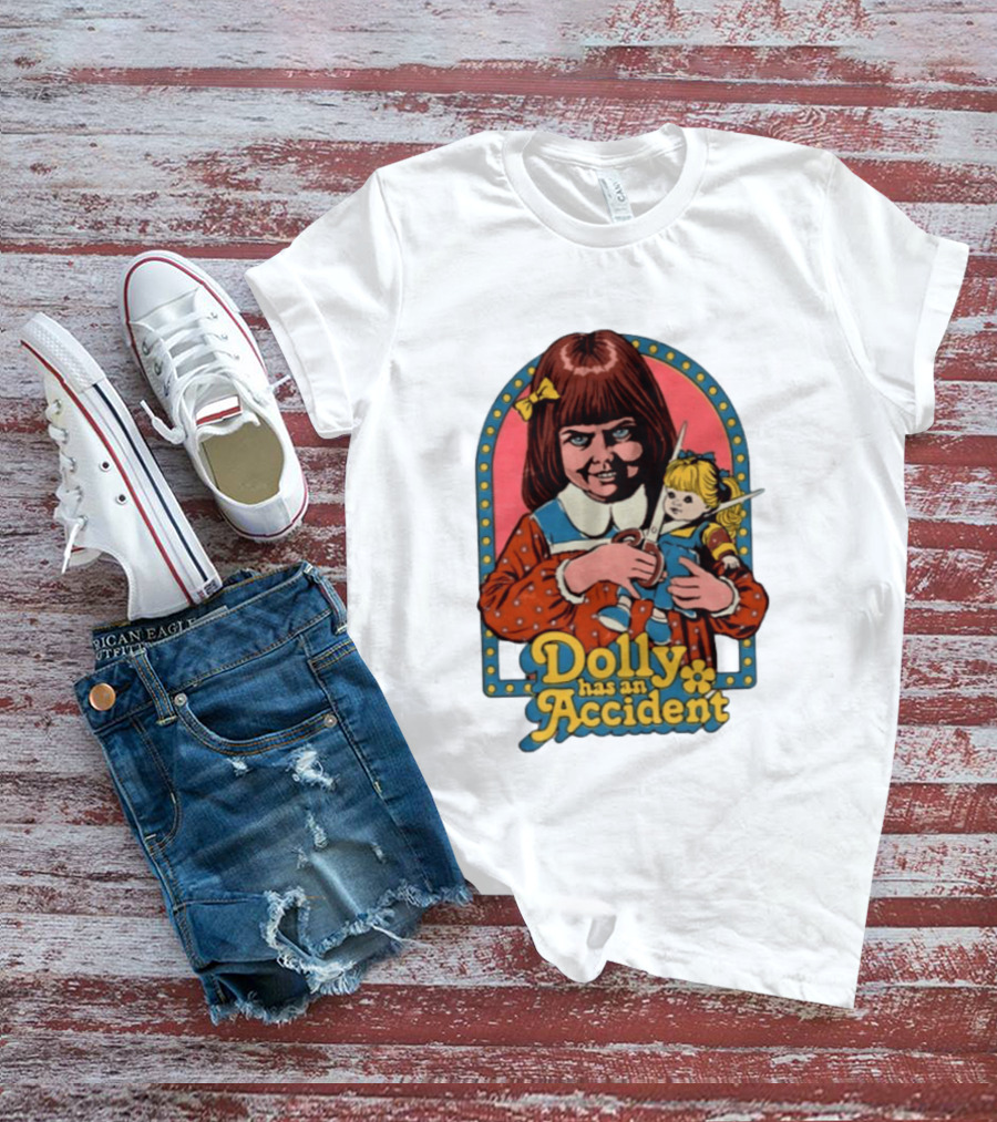 Dolly Has An Accident Creepy Doll Steven Rhodes T-Shirt