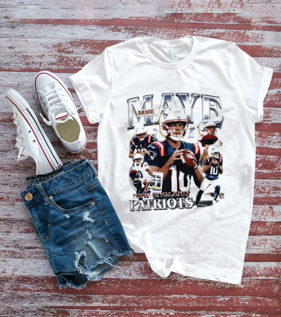 Drake Maye New England Patriots 2026 Player Collage Football Jersey T-Shirt