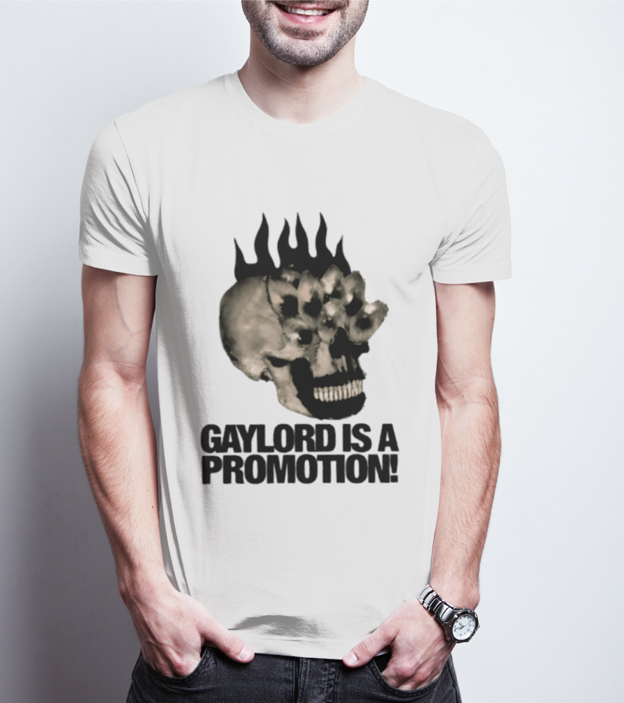 Gaylord Is A Promotion Skull Flamed Spikes Sarcastic T-Shirt