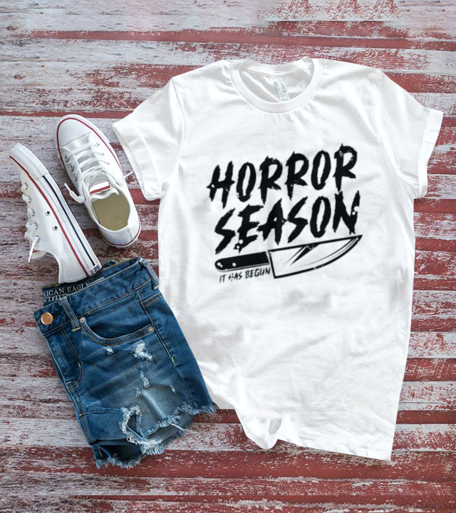 Horror Season It Has Begun Scary Halloween Knife T-Shirt