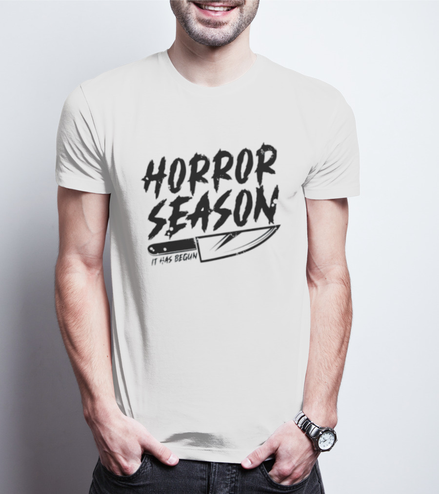 Horror Season It Has Begun Scary Halloween Knife T-Shirt