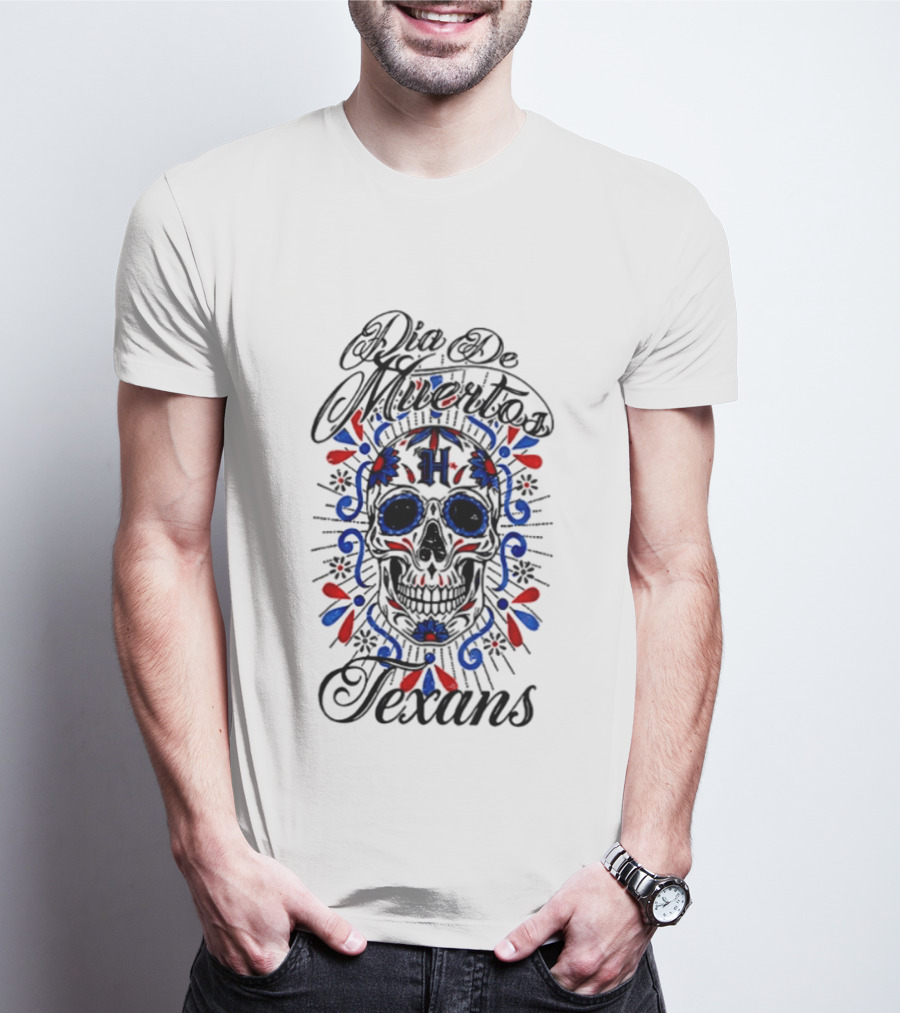Dia De Los Muertos Texans 2026 Sugar Skull Football T-Shirt