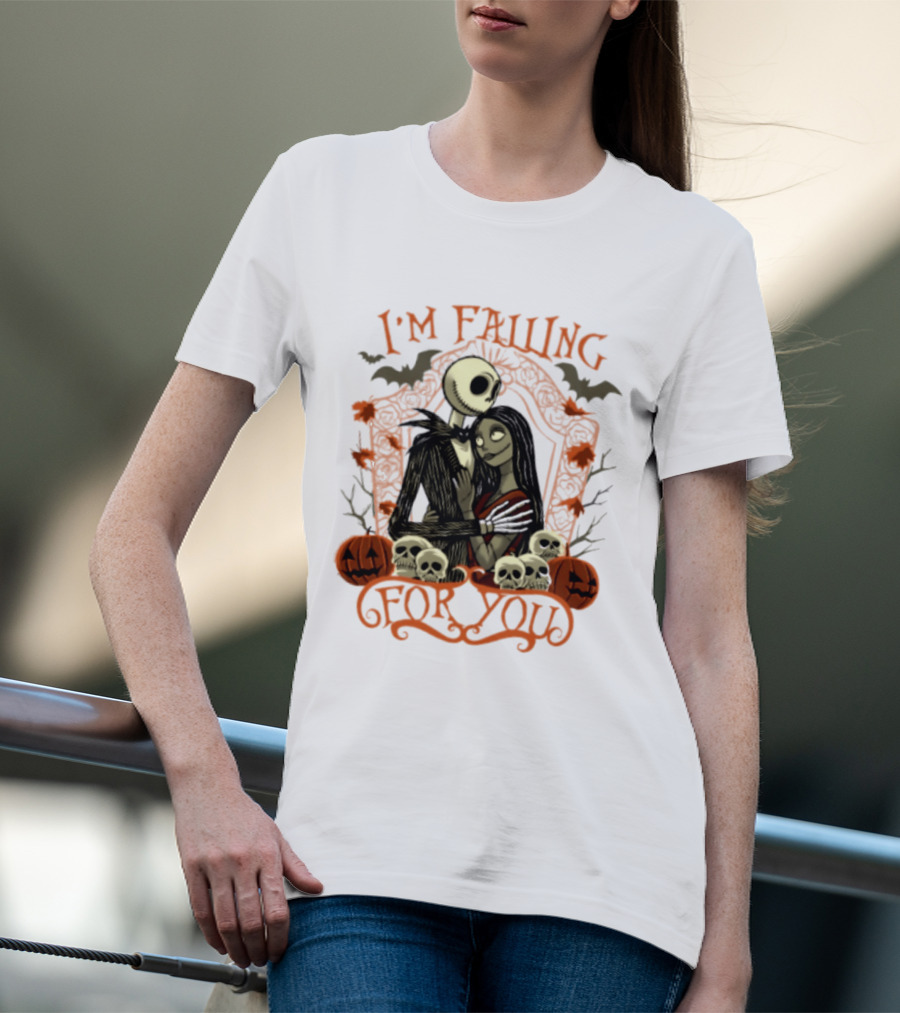 I'm Falling For You The Nightmare Before Halloween Jack And Sally Halloween Pumpkins Skulls Bats T-Shirt