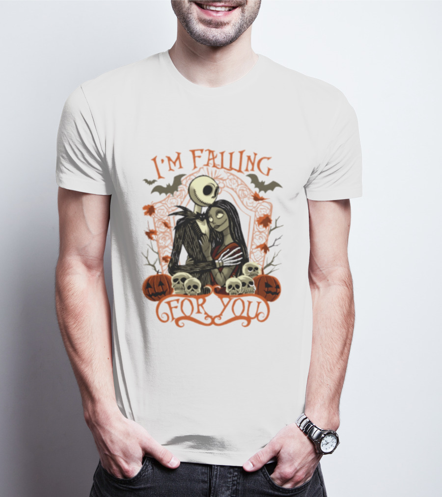 I'm Falling For You The Nightmare Before Halloween Jack And Sally Halloween Pumpkins Skulls Bats T-Shirt