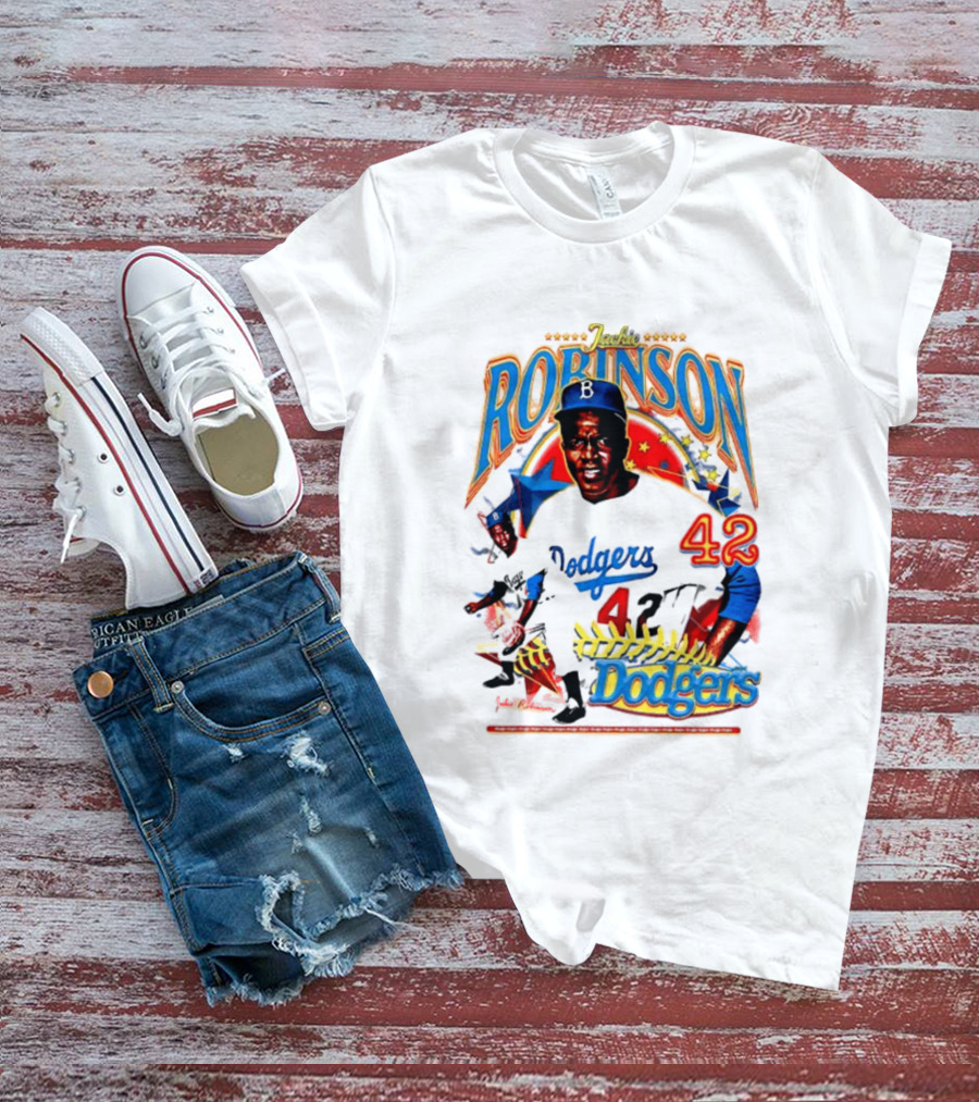 Jackie Robinson Dodgers 42 Legends Baseball Icon Two Sided T-Shirt