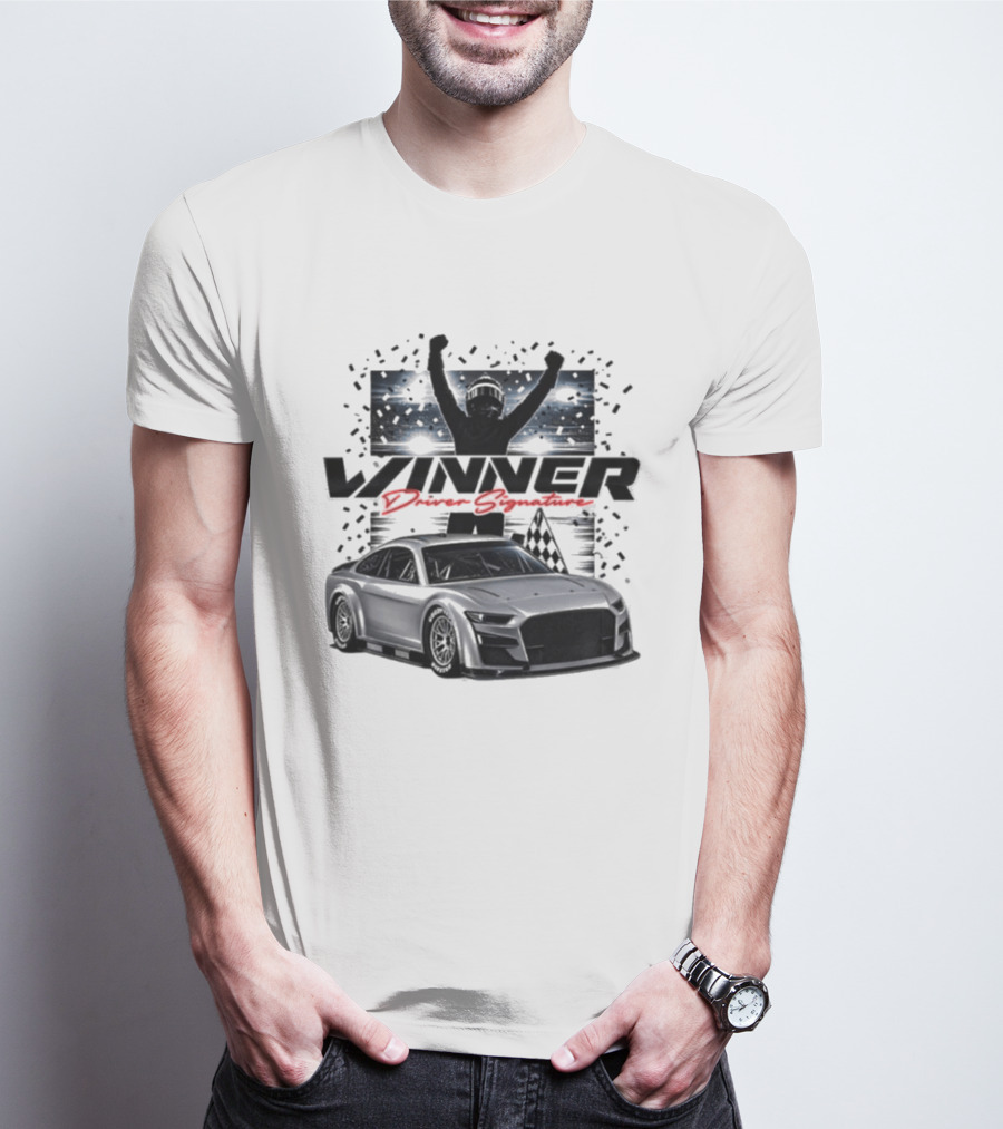 Joey Logano 2026 Winner Bass Pro Shops Night Race Victory Car And Driver Signature T-Shirt