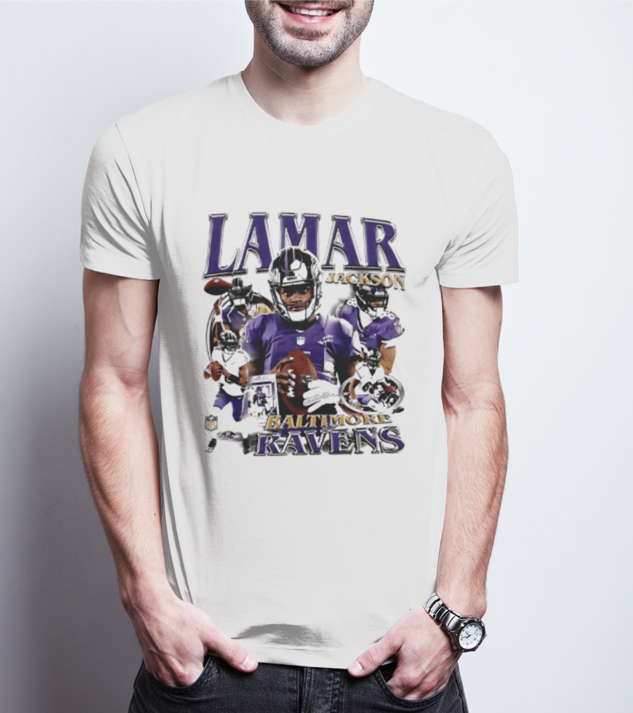 Lamar Jackson Baltimore Ravens Player Collage T-Shirt
