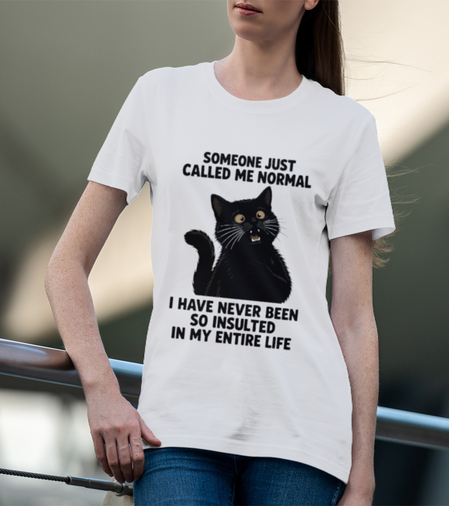 Someone Just Called Me Normal Black Cat Humor Never Been So Insulted In My Entire Life T-Shirt