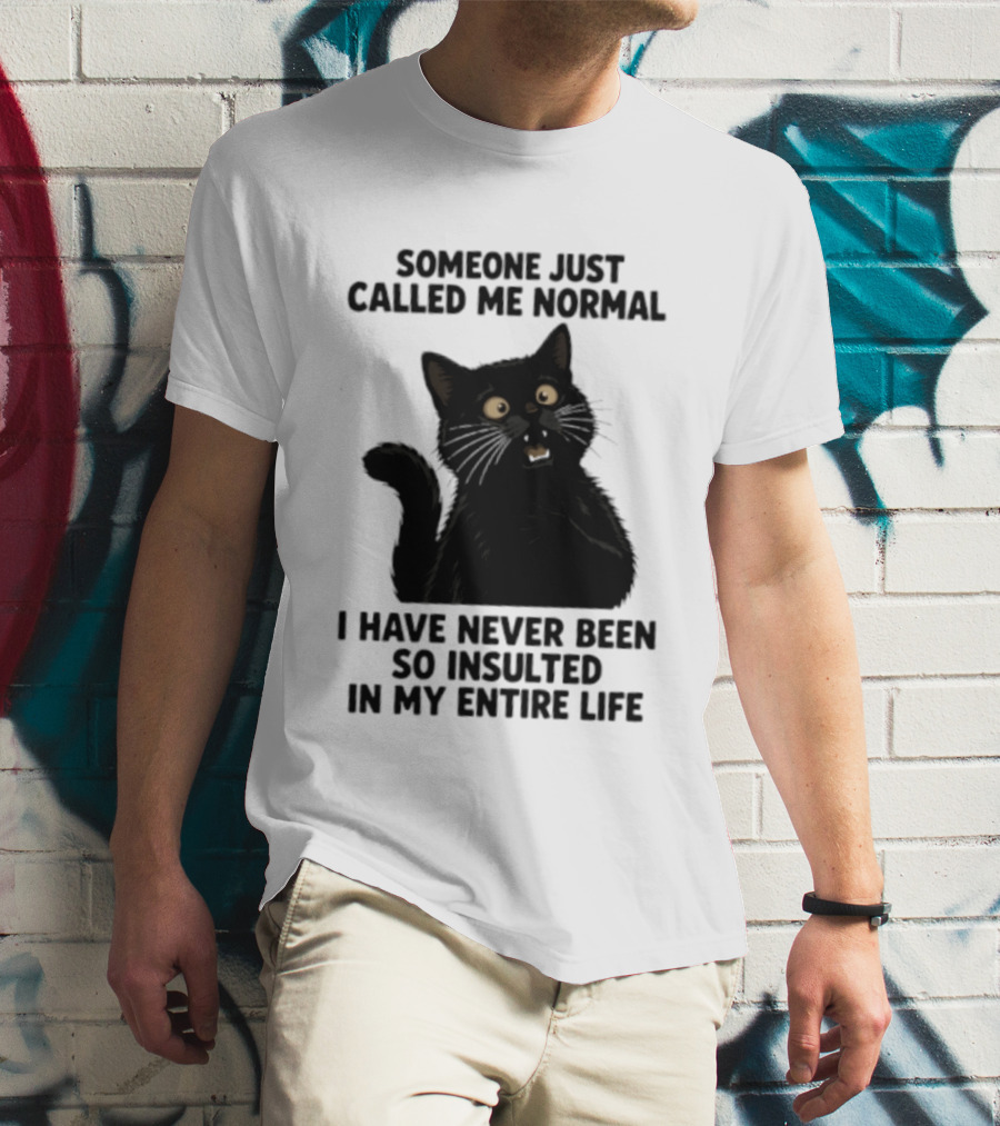 Someone Just Called Me Normal Black Cat Humor Never Been So Insulted In My Entire Life T-Shirt
