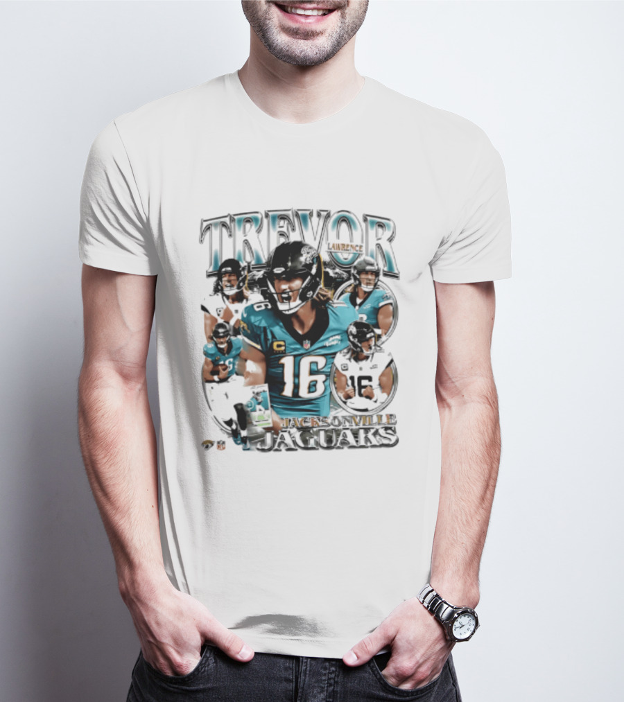 Trevor Lawrence Number 16 Jacksonville Jaguars 2026 Collage T-Shirt