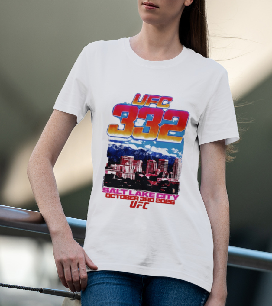 UFC 332 Salt Lake City October 3rd 2026 Urban Skyline Event T-Shirt