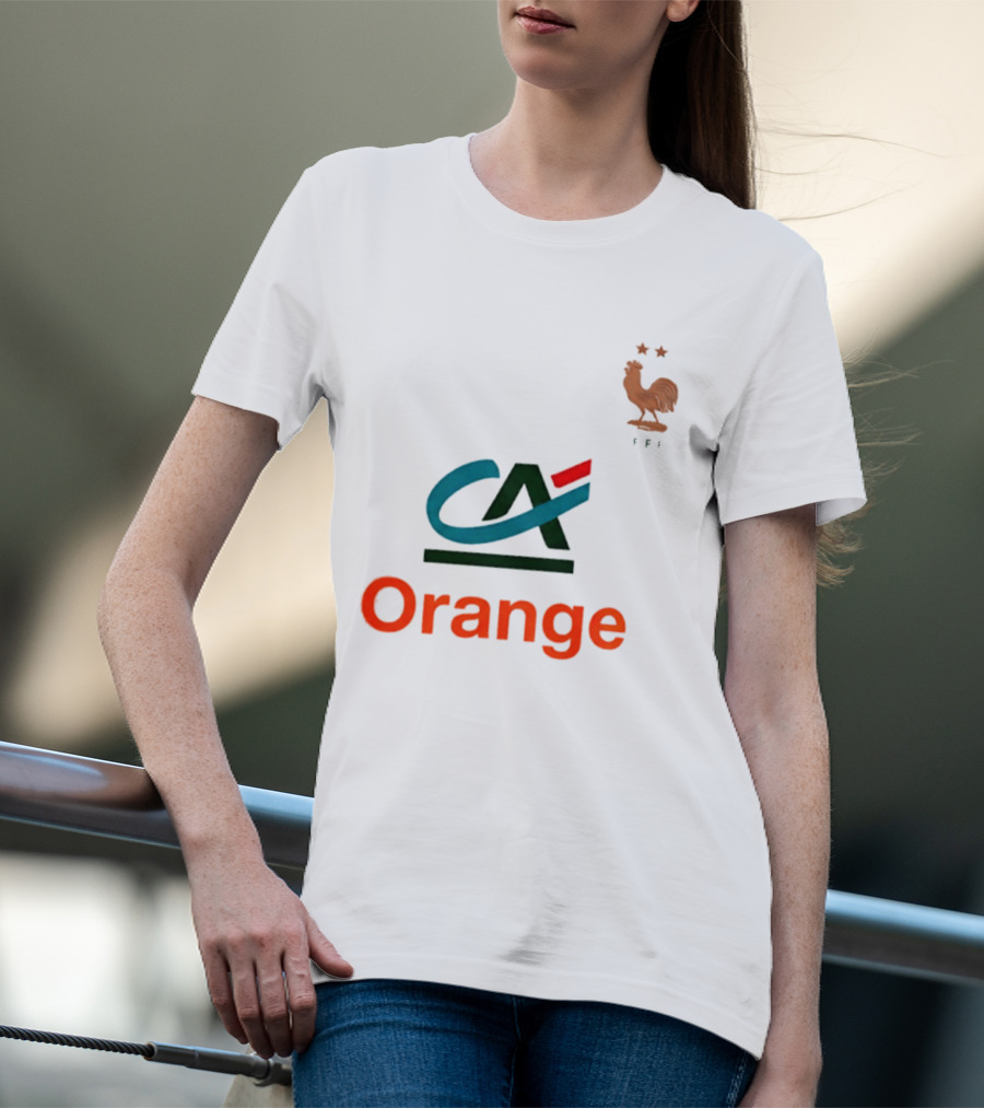 Crédit Agricole Orange Rooster Emblem With Stars And FF T-Shirt