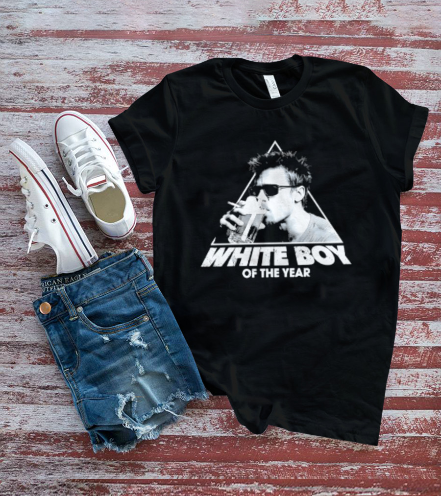 White Boy Of The Year Brad Pitt Fight Club Smoking And Beer T-Shirt