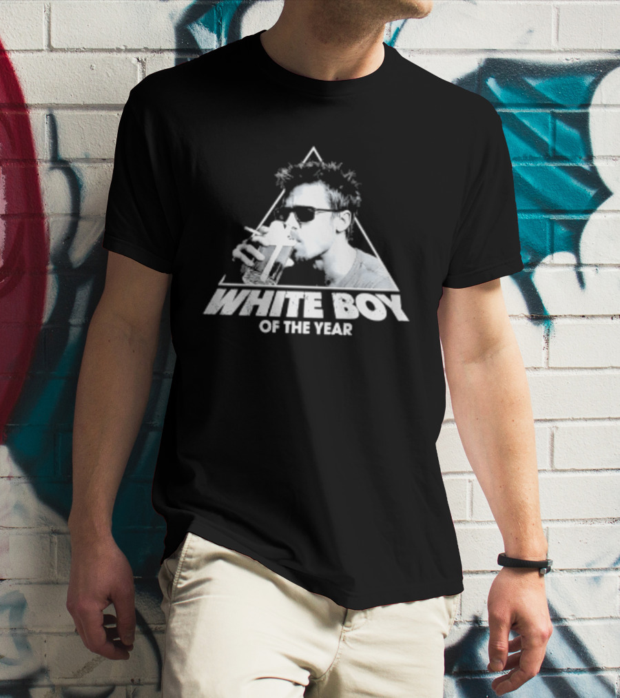 White Boy Of The Year Brad Pitt Fight Club Smoking And Beer T-Shirt