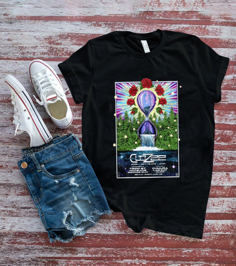 CloZee New Year's Eve 2026 2027 Portland Oregon Realm Event Featuring Trip St MZG Enzi Chad Chmura Labrat Supertask Comisar T-Shirt