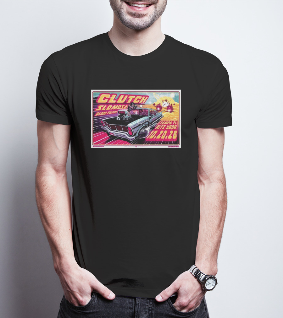 Clutch Slomosa Blood Vulture Tampa FL Ritz Ybor 10 20 26 Live Nation Promo Car T-Shirt