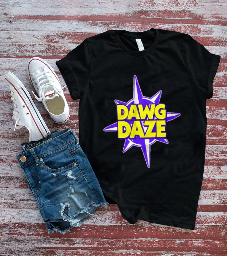 Dawg Daze University Campus Orientation Purple And Yellow Starburst T-Shirt