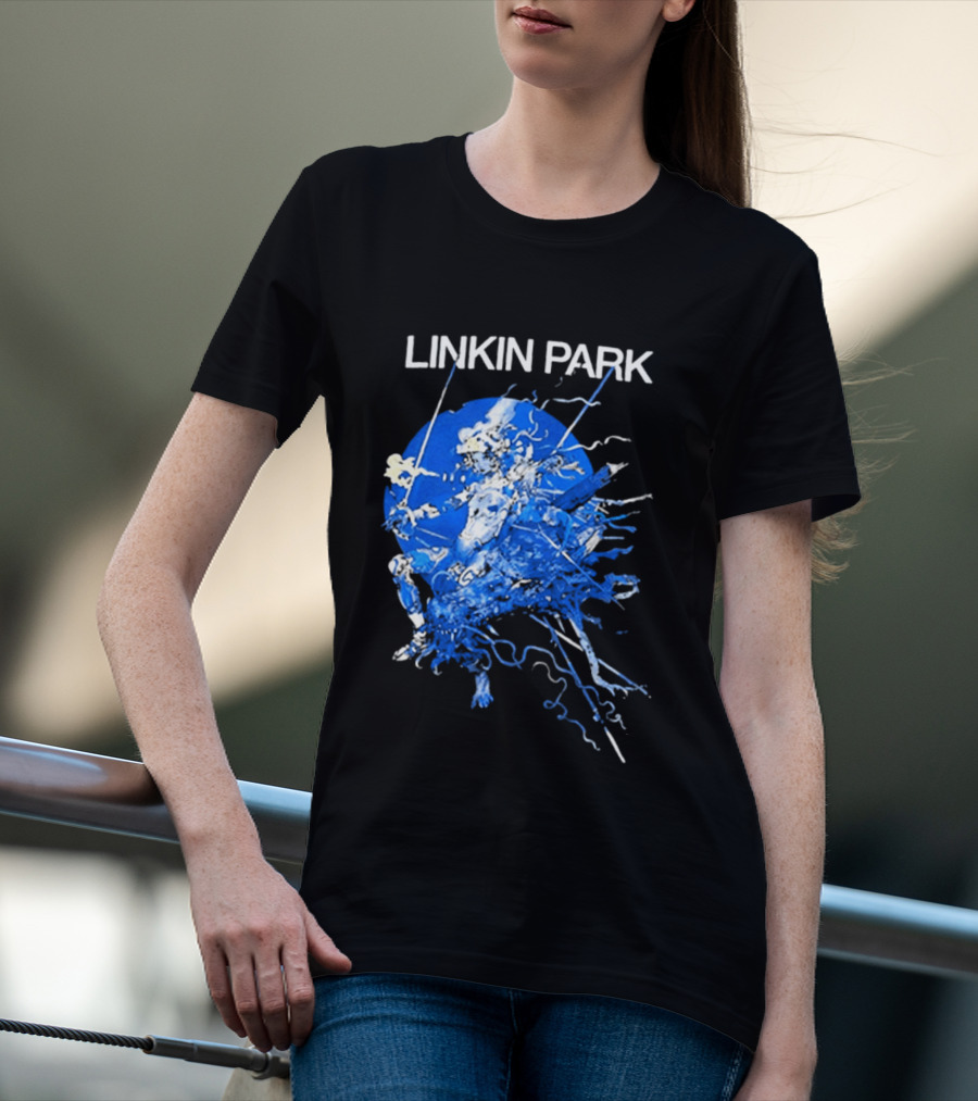 Linkin Park Katsuya Terada Blue Abstract Art Collaboration T-Shirt