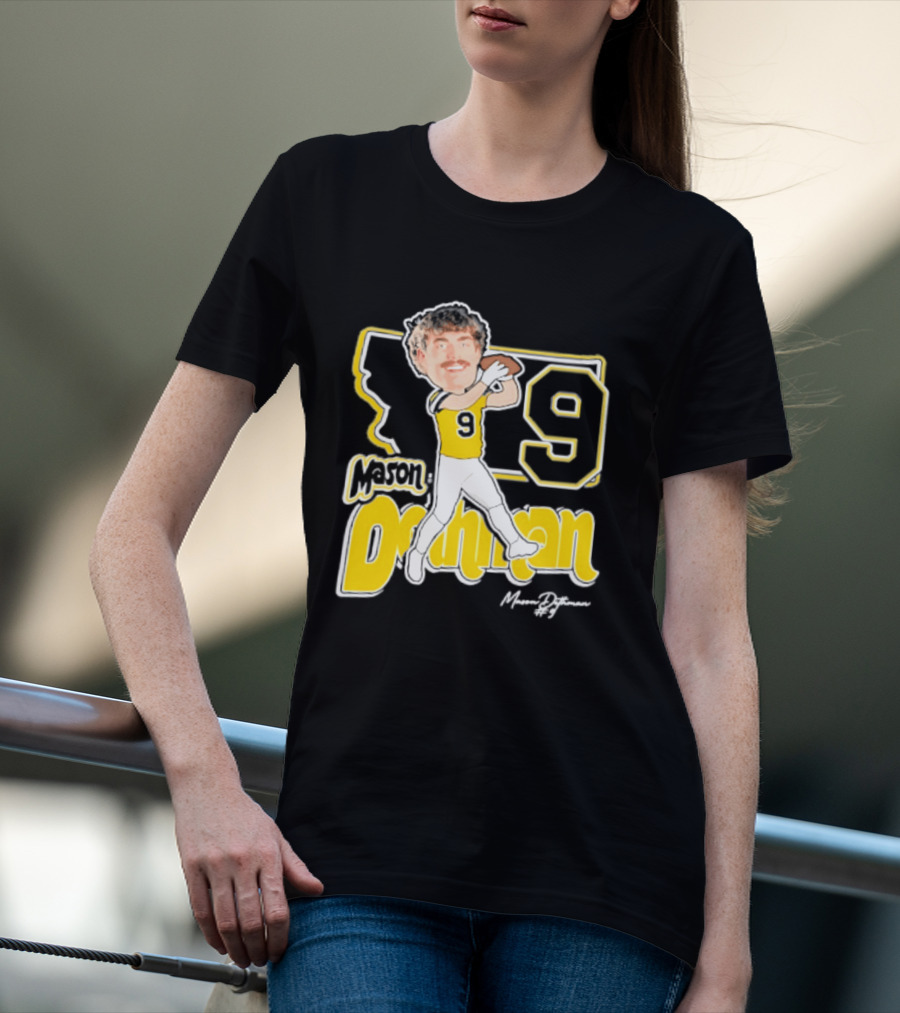 Mason Dethman Montana State Bobcats Caricature 2026 Number 9 Football T-Shirt