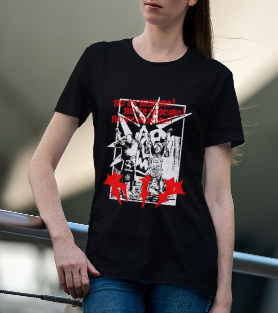No Te Muevas Rip Punk Rock Hardcore Band White And Red Distorted T-Shirt