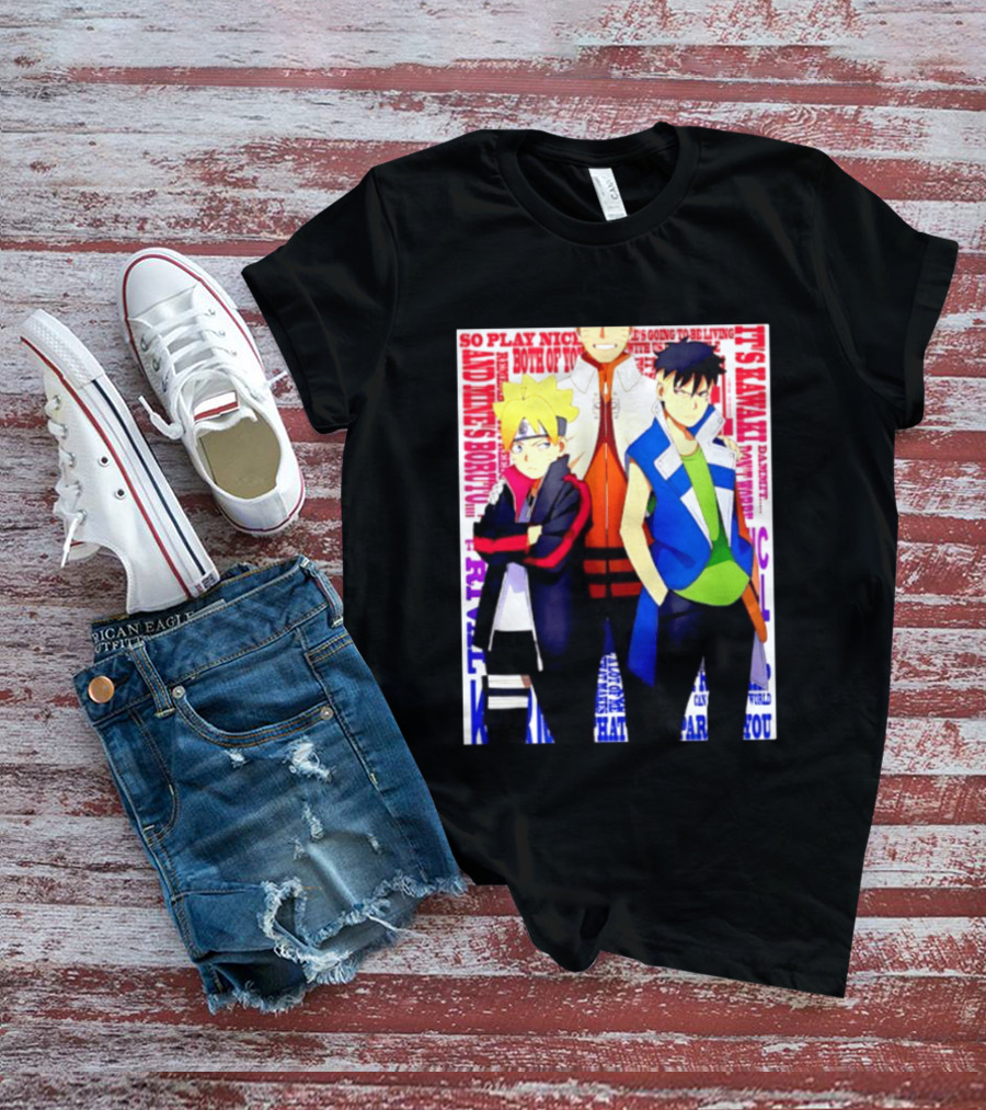 Uzumaki Boruto Naruto Kawaki Rivals Bright Style Manga Characters T-Shirt