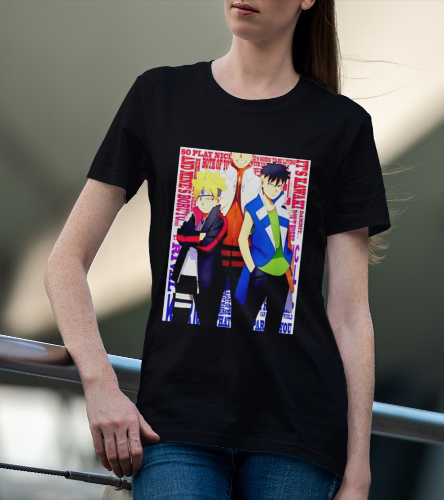 Uzumaki Boruto Naruto Kawaki Rivals Bright Style Manga Characters T-Shirt