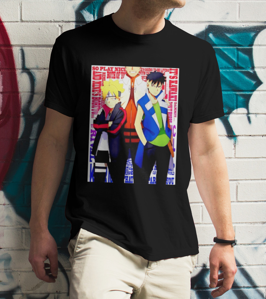 Uzumaki Boruto Naruto Kawaki Rivals Bright Style Manga Characters T-Shirt