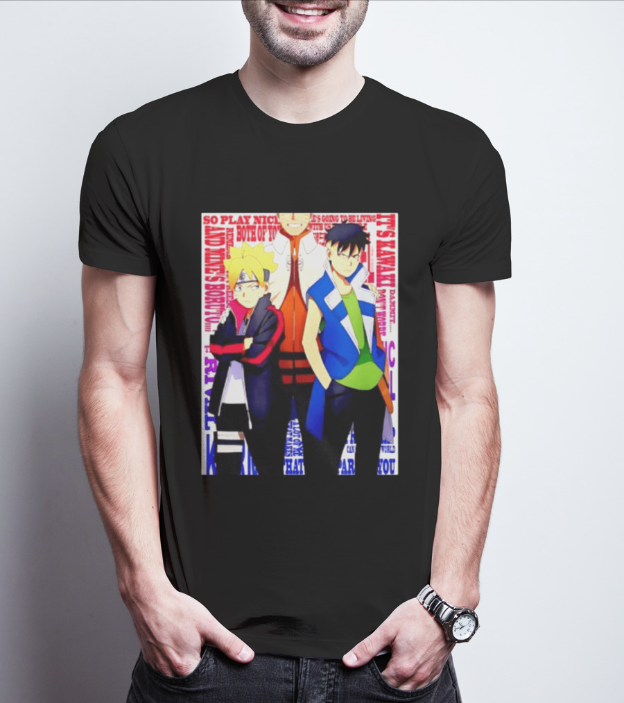 Uzumaki Boruto Naruto Kawaki Rivals Bright Style Manga Characters T-Shirt