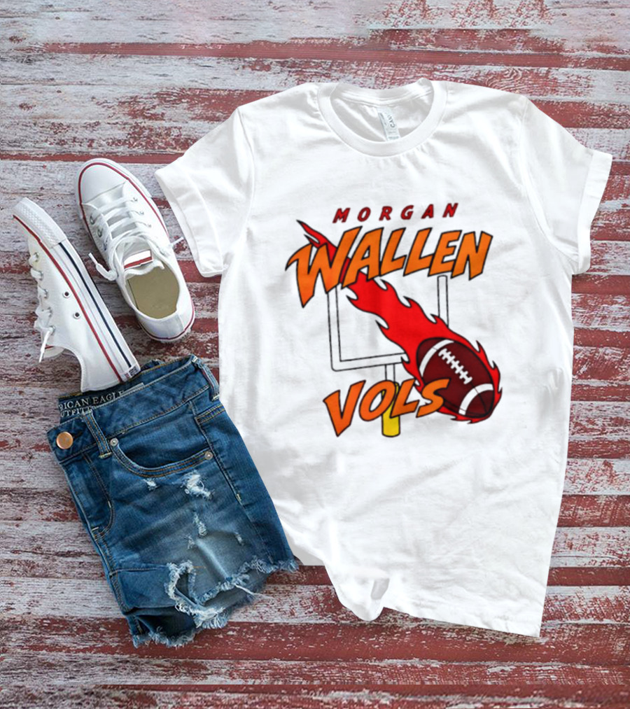 Morgan Wallen Vols Football Tennessee Volunteers Flaming Football Goalpost T-Shirt