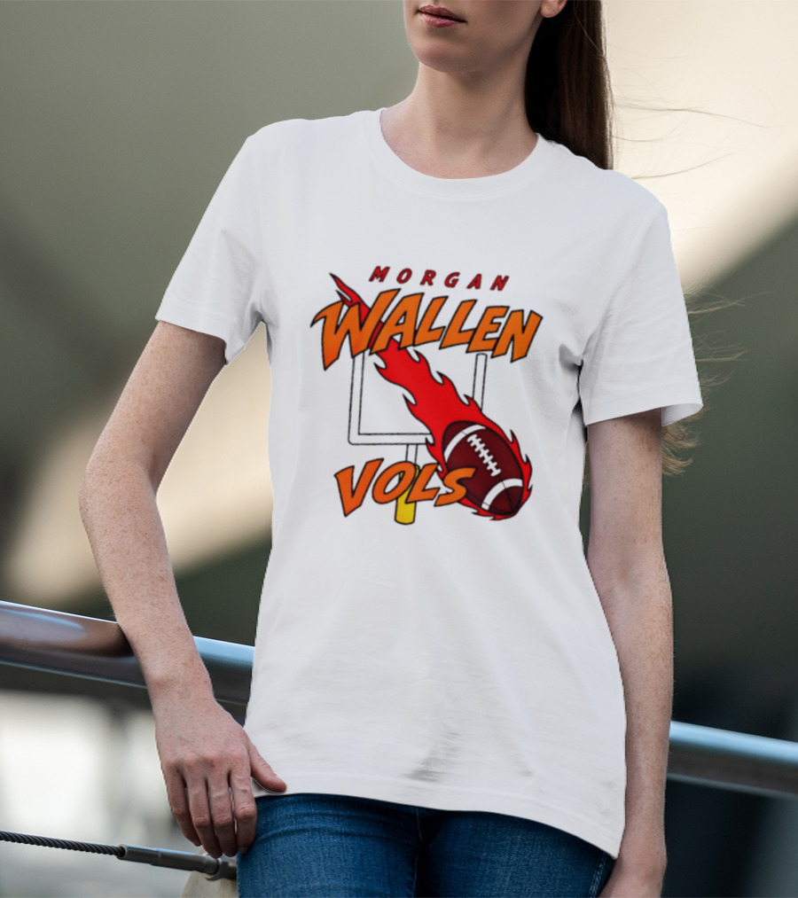 Morgan Wallen Vols Football Tennessee Volunteers Flaming Football Goalpost T-Shirt