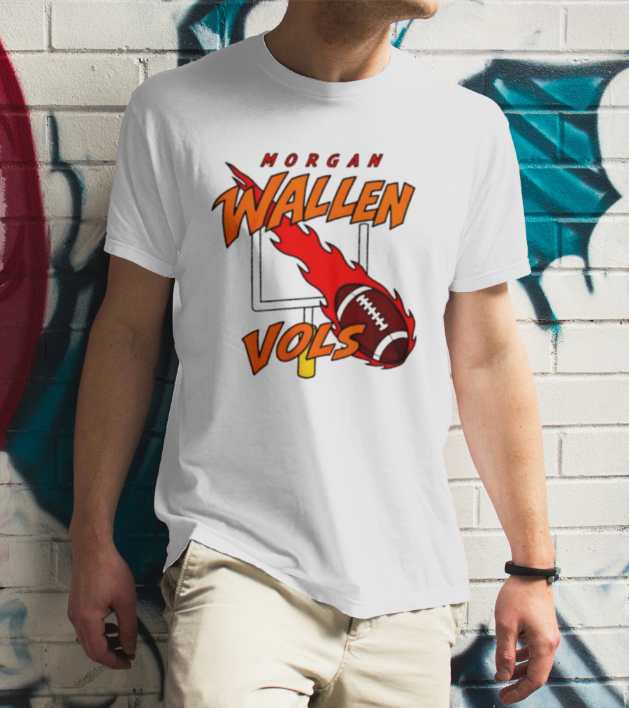 Morgan Wallen Vols Football Tennessee Volunteers Flaming Football Goalpost T-Shirt