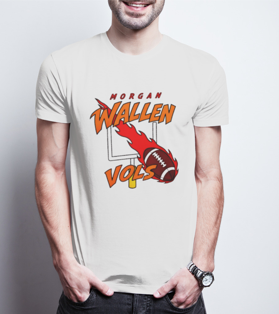 Morgan Wallen Vols Football Tennessee Volunteers Flaming Football Goalpost T-Shirt