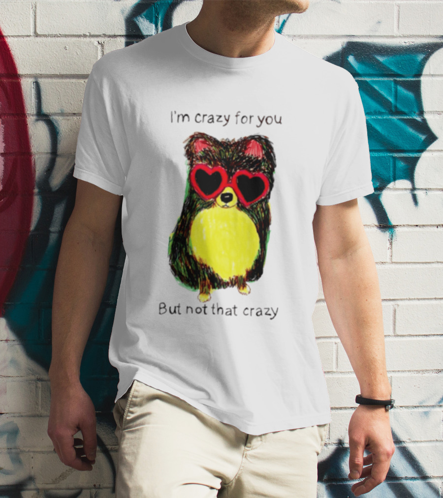 Pomeranian Wearing Heart Glasses I'm Crazy For You But Not That Crazy T-Shirt
