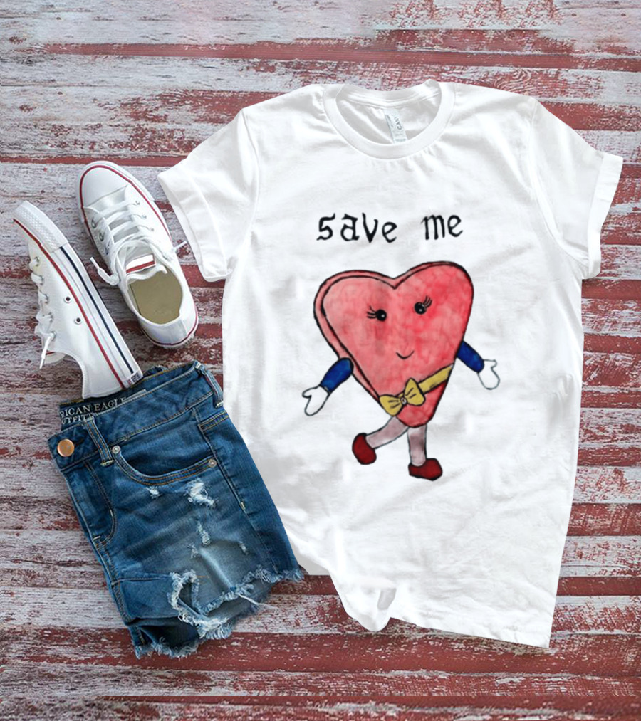 Save Me Heart Cartoon With Bowtie And Arms T-Shirt