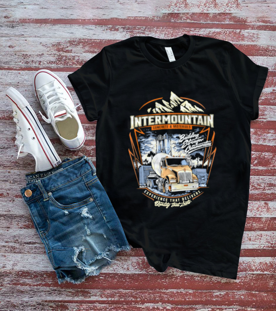 Intermountain Concrete And Materials Building America Truck Mountains Scene T-Shirt