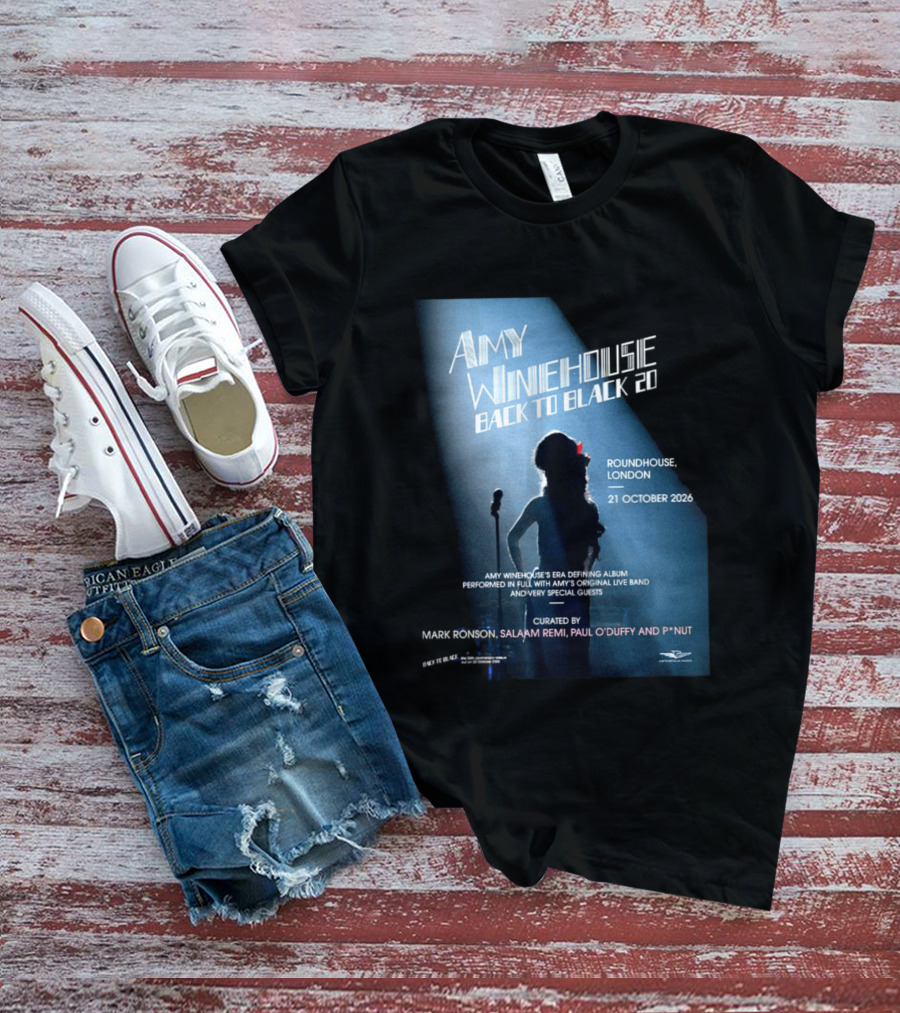 Amy Winehouse Back To Black 20 Roundhouse London 21 October 2026 Live Performance Event T-Shirt