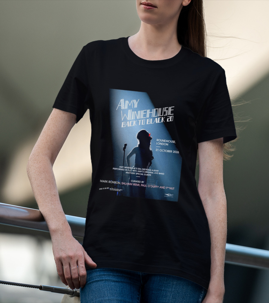 Amy Winehouse Back To Black 20 Roundhouse London 21 October 2026 Live Performance Event T-Shirt